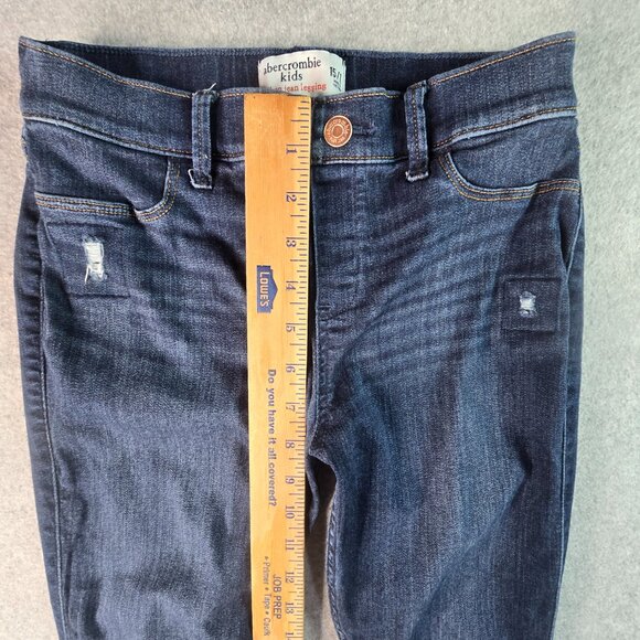 Abercrombie Kids Girls Pull On Jean Legging 15/16 Dark Wash Factory‎ Distressed - Picture 4 of 15